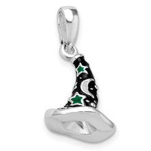 Load image into Gallery viewer, 3D Enameled Witch Hat Pendant -Sterling Silver Polished