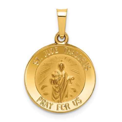 14k Polished and Satin St. Jude Thaddeus Medal Pendant