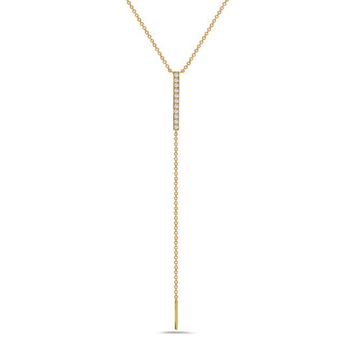 Diamond Y Necklace - 14K Gold