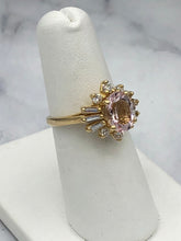 Load image into Gallery viewer, 14K Yellow Gold Oval Morganite and Diamond Ring