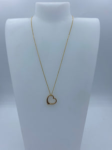 14k Yellow Gold Open Heart Necklace