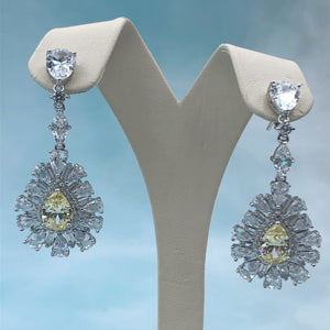 Glitz CZ Yellow Drop Earrings