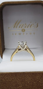 14K Yellow Gold Certified Round (Brilliant) Diamond Engagement Ring
